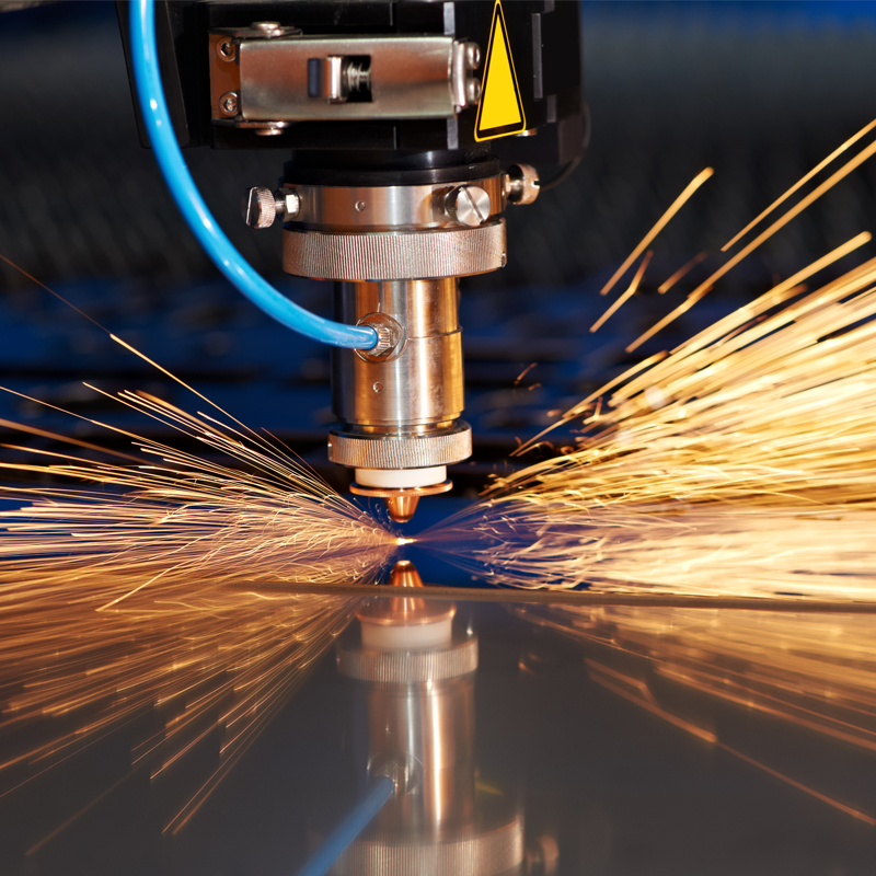 Laser-cutting-of-metal-sheet-with-sparks